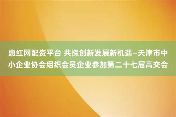 惠红网配资平台 共探创新发展新机遇—天津市中小企业协会组织会员企业参加第二十七届高交会
